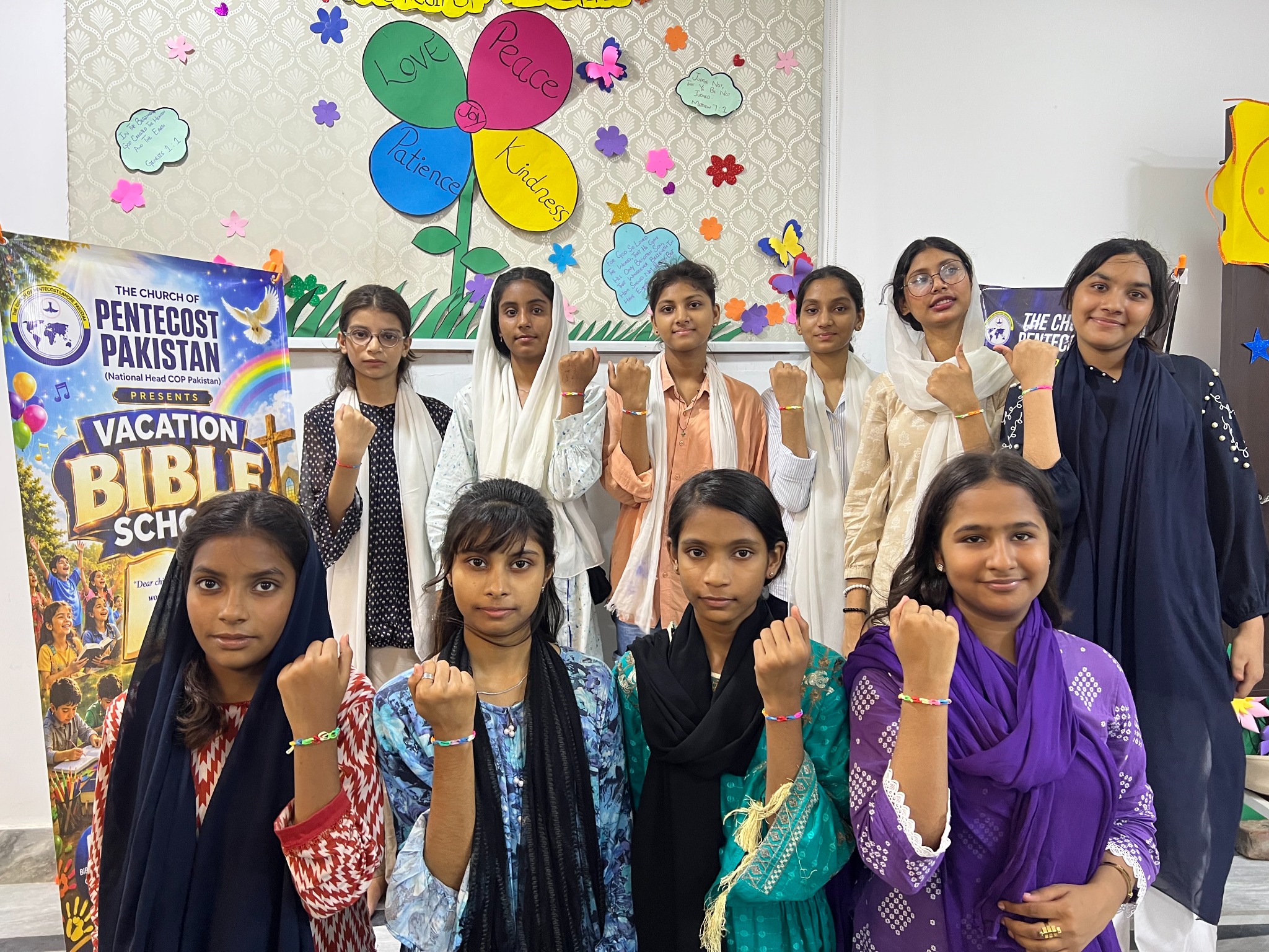 Older children present creative learning linked to Christian virtues.