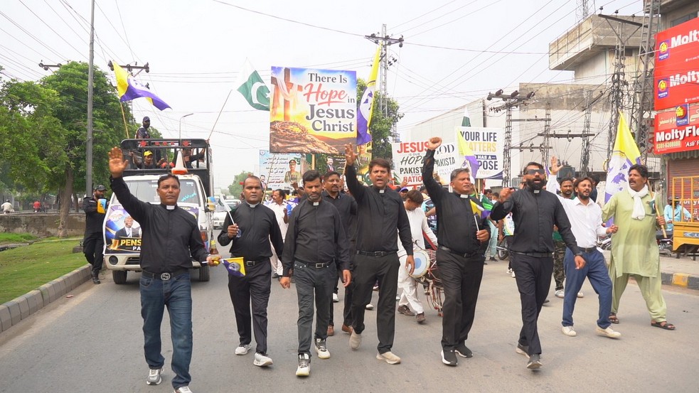 Pastors and church leaders walk together through Lahore.